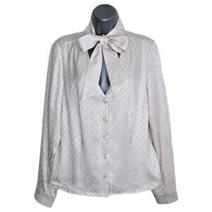 NWT Marciano by Guess Amalia Tie Neck Sand Grain Monogram Blouse Size 10